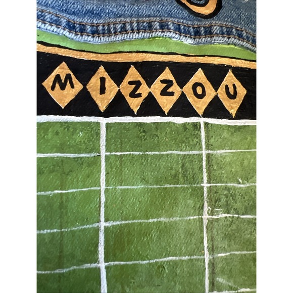 Mizzou Missouri Game Day Levi Jean Denim Jacket Football Small Hand Painted - Picture 15 of 15